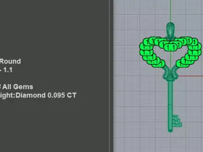 Ultimate Heart Key Pendant Necklace 3D 3D print model