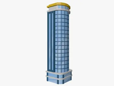 Cartoon skyscraper building 3 Low-poly 3D model