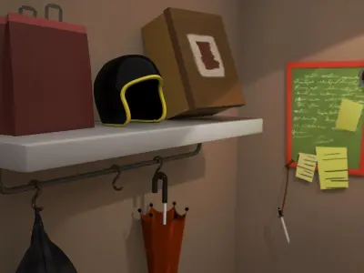  3d stylized cartoon corridor Low-poly 3D model