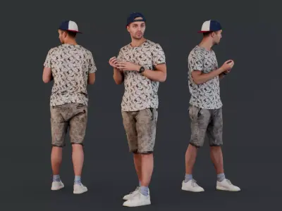 Casual Thoughtful Guy in Relaxed Summer Attire 3D model