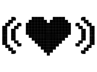 Pixel Heart Radio v1 001 Low-poly 3D model