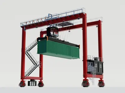 Rubber Tyred Gantry Crane - Harbour crane 3D model