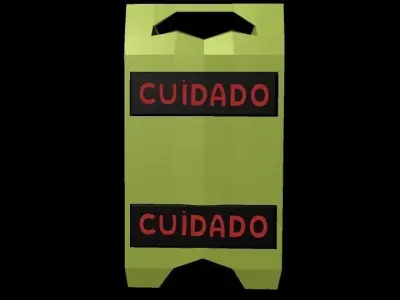 Warning plate - Caution - Care board Low-poly 3D model