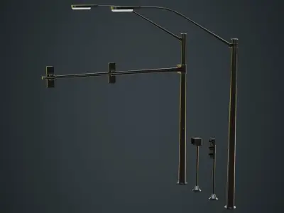 Stop Light 1A Low-poly 3D model