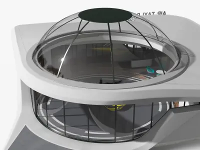  Urban Air Port with Futuristic Flying Vehicle 