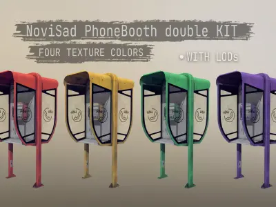 NoviSad PhoneBooth double Low-poly 3D model