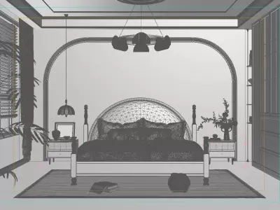 Bedroom interior scenes Low-poly 3D model