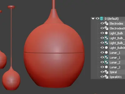 Lunar Light Round Pendant Low-poly 3D model
