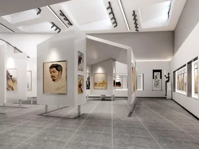 Interior Art Gallery Low-poly 3D model