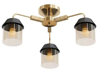 hiper-vimi-h192-3 three light brass ceiling fixture with glas... 3D model