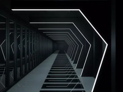 Sci Fi Corrdior Low-poly 3D model