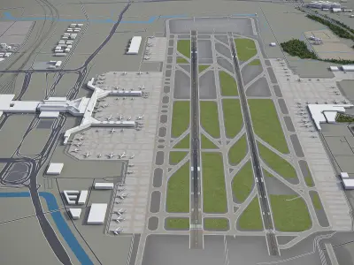 Shanghai - Hongqiao International Airport - SHA Low-poly 3D model