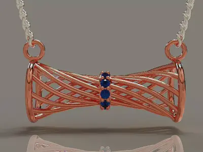 Elegant twisted wire bow necklace with central stone setting Free 3D print model