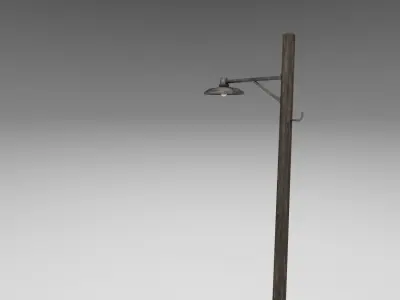Wooden light pole Low-poly 3D model