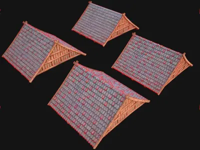 Medieval Tile Roof Modular Low-poly 3D model