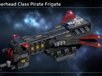 Spaceship Pirate Frigates Low-poly 3D model