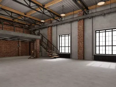 Warehouse industrial loft home office 3 3D model