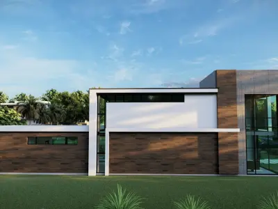 Residential house with swimming pool 3D model purchase