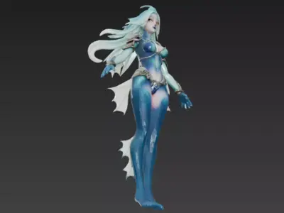 Female Fish Creature 3D Model Low-poly 3D model