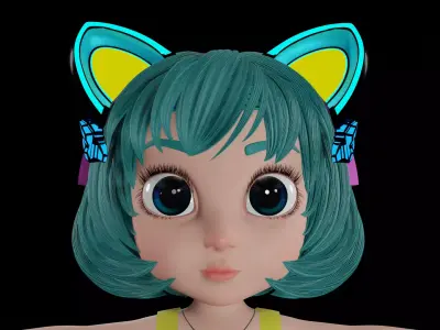 Cartoon girl - READY TO RIG 3D model