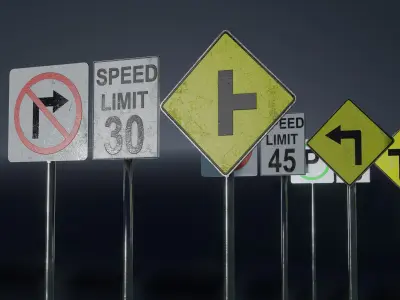 Road signs pack Low-poly 3D model