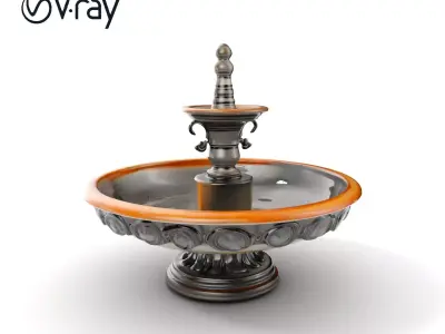 Ornate Garden Fountain Model Pack Low-poly 3D model