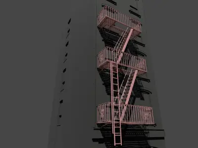 Fire Escape Staircase 3D model