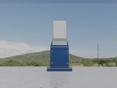 Street Light 8 Bollard 350mm Futuristic Blue Version 3 Low-poly 3D model