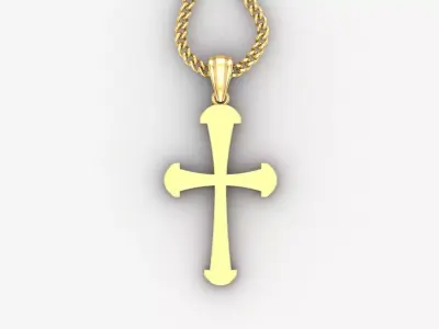 Light Gold 18K Cross Pendant 1CP050 3D print model