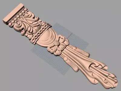 Door Post flower 3D STL Model for CNC Router Carving E951 3D model
