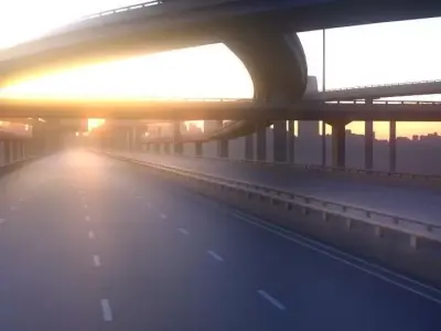 Freeway02 highway at sunset 3D model