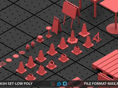 Mega pack Street kitbash-vol2 Low-poly 3D model