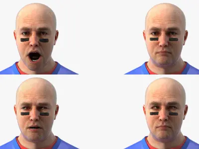  American Football Fan Wearing Blue Jersey Rigged 