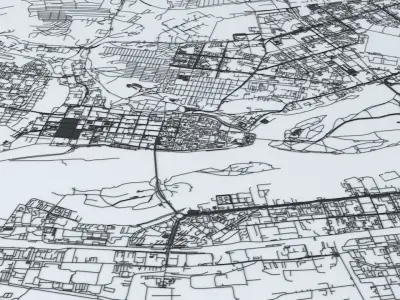 Krasnoyarsk Road Network and Streets 3D model