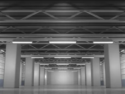 Empty Factory Warehouse Interior 3D model