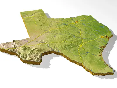 Texas High resolution 3D relief maps 3D model