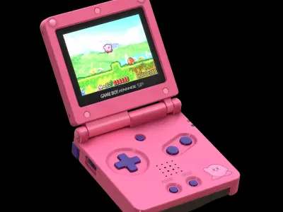Gameboy Advance SP Kirby Low-poly 3D model