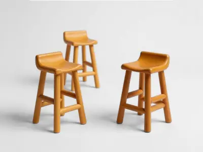 Bar Stool STL File - 3D Miniature Furniture Model 3D print model