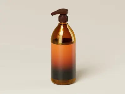 Amber Glass Pump Bottle 3D Model Low-poly 3D model