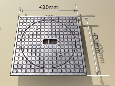 Low-Poly Sewer Cover 5 Low-poly 3D model