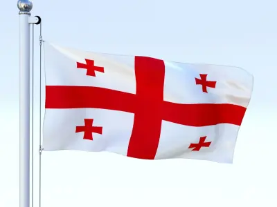 Animated Georgia Flag Low-poly 3D model