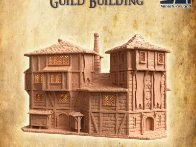 Adventurer Guild Building Tabletop Terrain 28 MM 3D print model