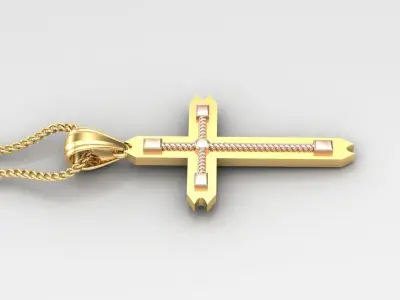 High Cross Pendant Light Gold 18K 4CP092 3D print model