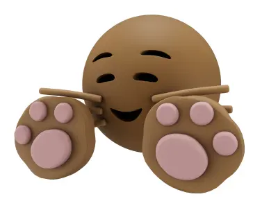 Cat Smiling Face With Cat Paw Emoji v1 003 Low-poly 3D model