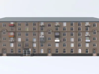 Panel house for the European Street 6 Low-poly 3D model