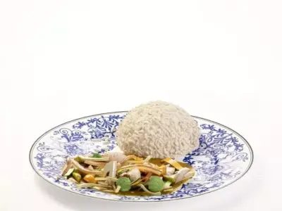 Porcelain Plate With Chinese Food 3D model