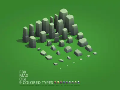 Cartoon Stones Pack1 - Bundle Collection Low-poly 3D model