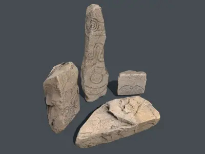 Desert Anchient Art Stones Low-poly 3D model