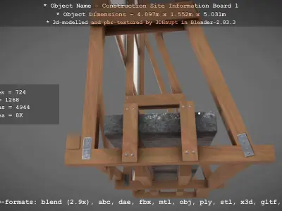 Construction Site Information Board 1 Low-poly 3D model