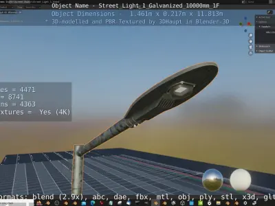 Street Light 1 Galvanized 10000mm 1F Low-poly 3D model